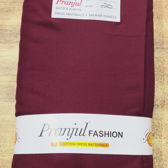 Mehroon Dark Pranjul Rayon Cotton Fabric