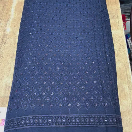 Rayon Big Width Sequence Chikankari Fabric