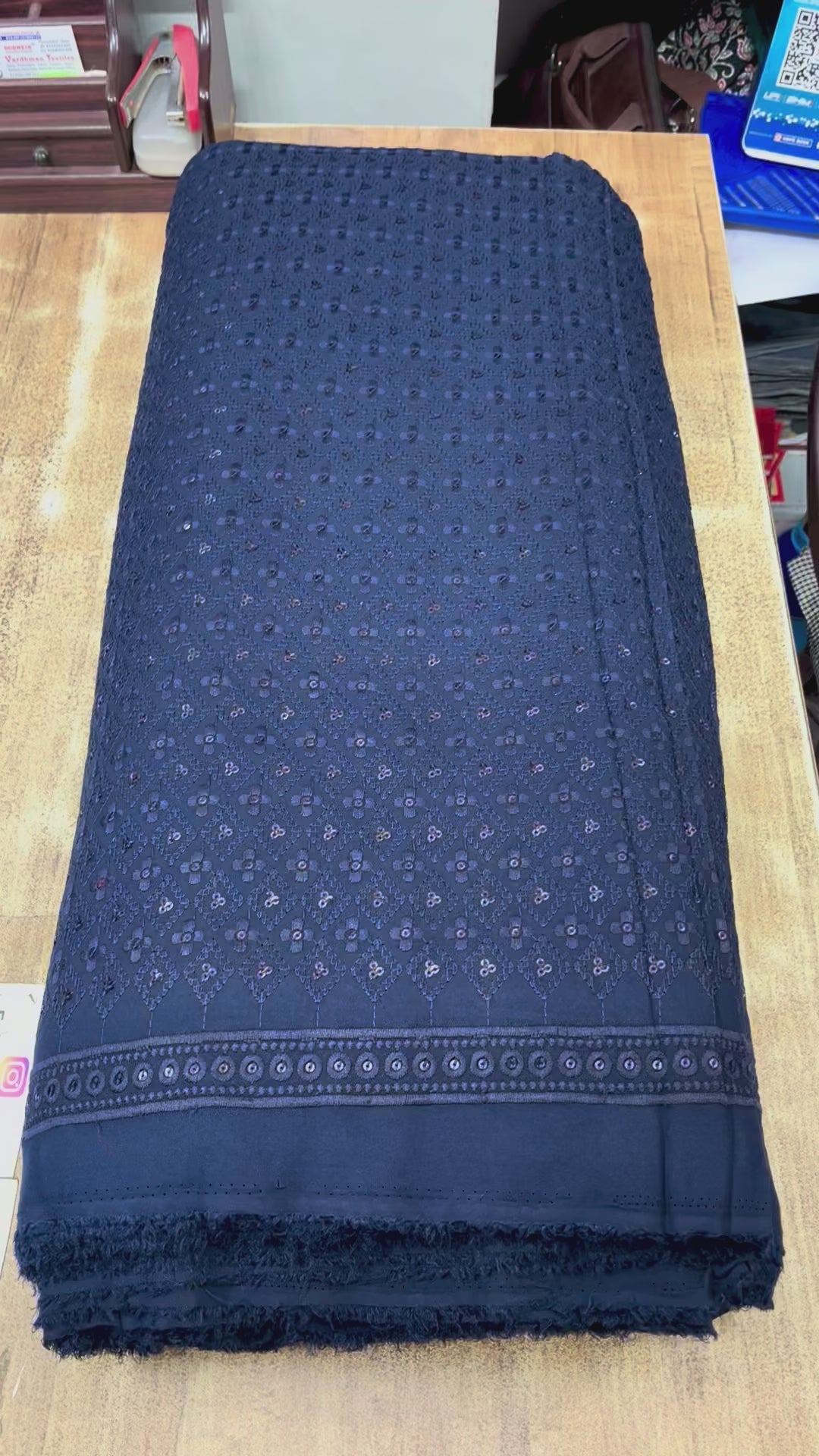 Rayon Big Width Sequence Chikankari Fabric