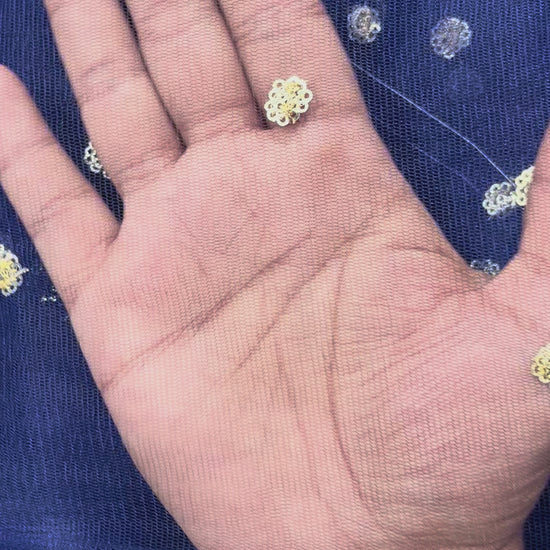 Navy Blue Butti Net Fabric