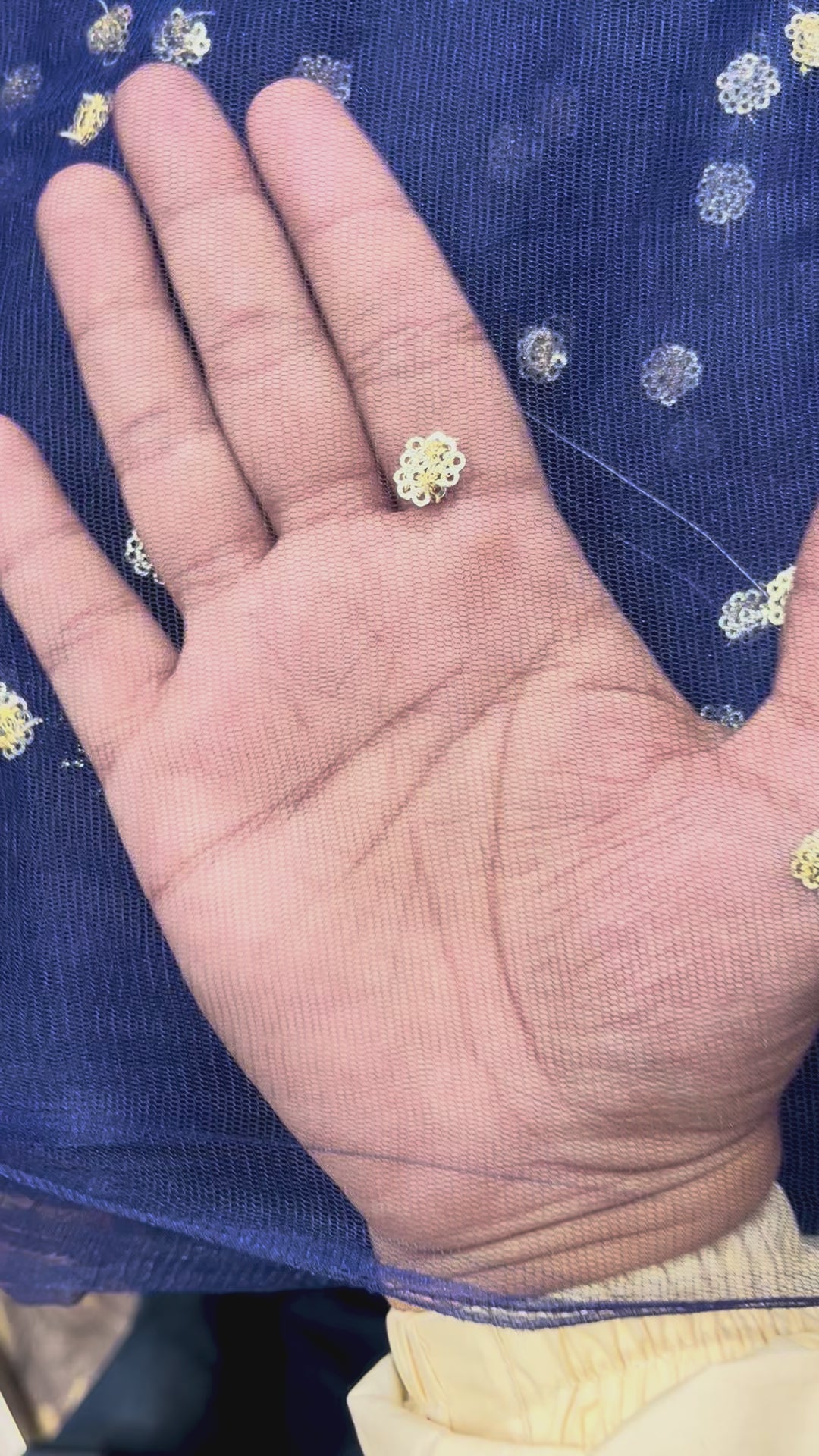 Navy Blue Butti Net Fabric