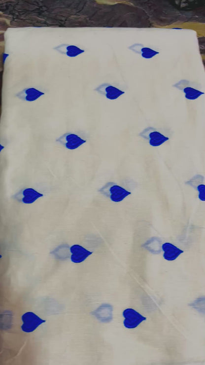 Buy Combo Royal Blue Heart Kadai Kora Cotton Top Bottom & Dupatta Fabric