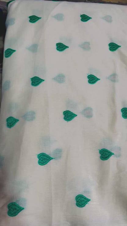 Buy Combo Rama Green Heart Kadai Kora Cotton Top Bottom & Dupatta Fabric