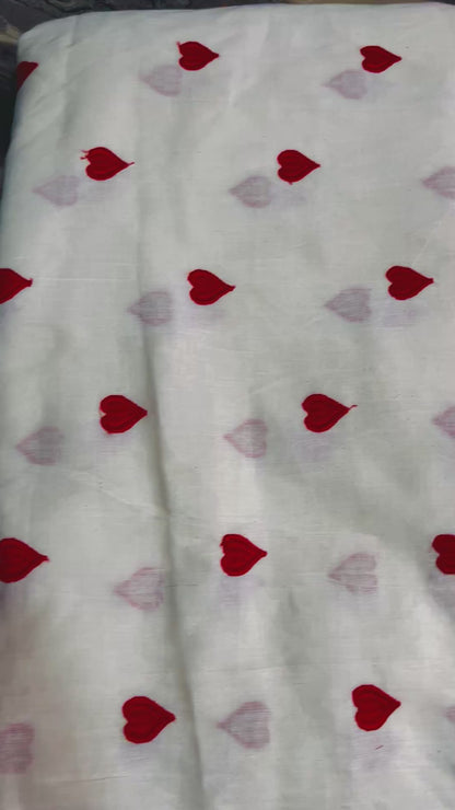 Buy Combo Red Heart Kadai Kora Cotton Top Bottom & Dupatta Fabric