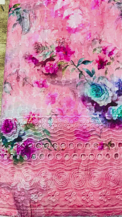 Cotton Digital Chikankari Fabric