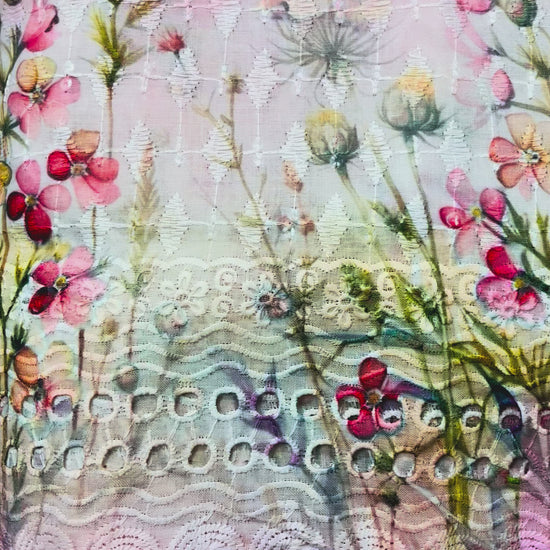 Poly Cotton Digital Chikankari Fabric
