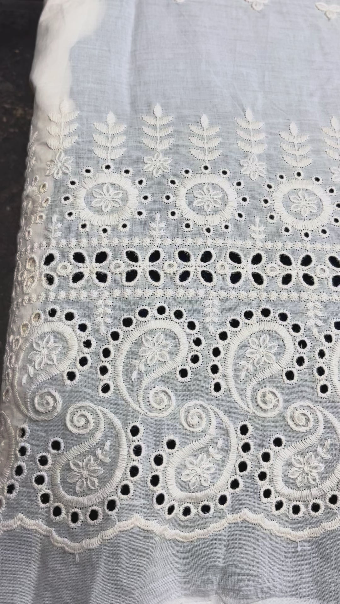 Kora Cotton Dyeable Border Pattern Chikankari Embroidered Fabric