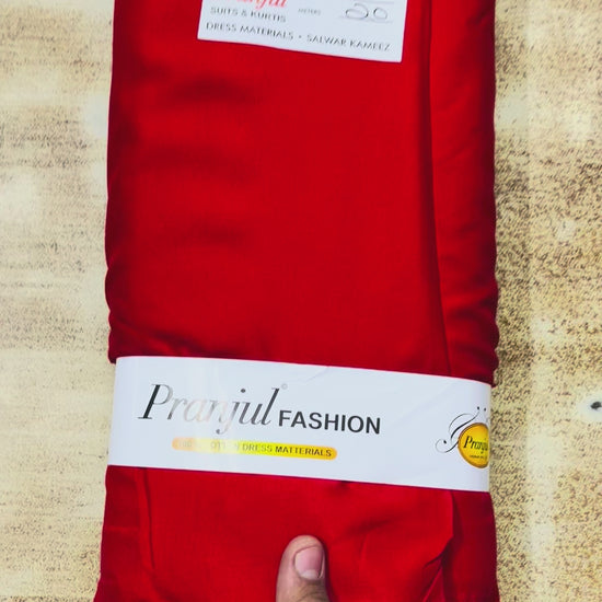 Red Pranjul Rayon Cotton Fabric