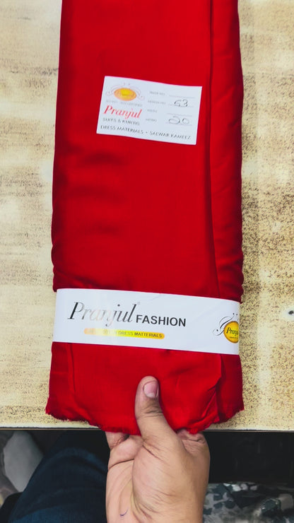Red Pranjul Rayon Cotton Fabric