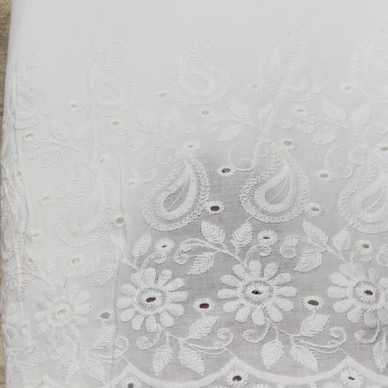  Pure Cotton Plazo Border Chikankari Fabric