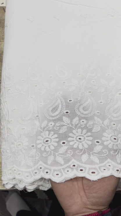  Pure Cotton Plazo Border Chikankari Fabric