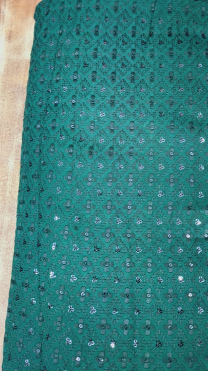 Rayon Big Width Sequence Chikankari Fabric