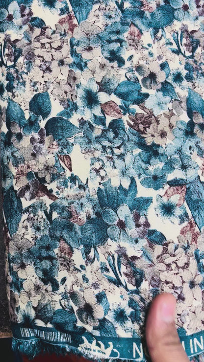 Buy Firozi Rayon Printed Cotton Fabric D.NO. 205