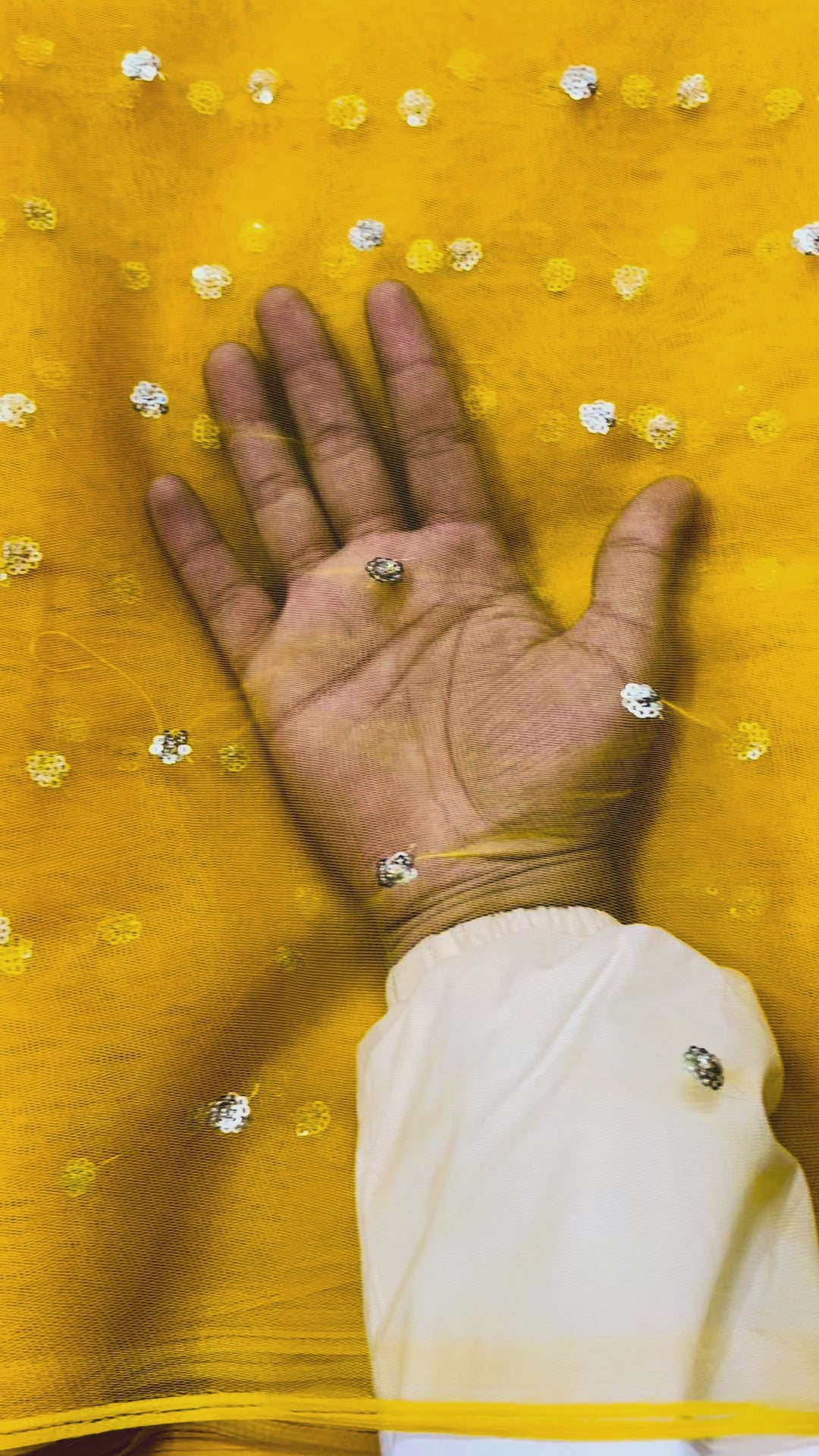 Mustard Butti Net Fabric