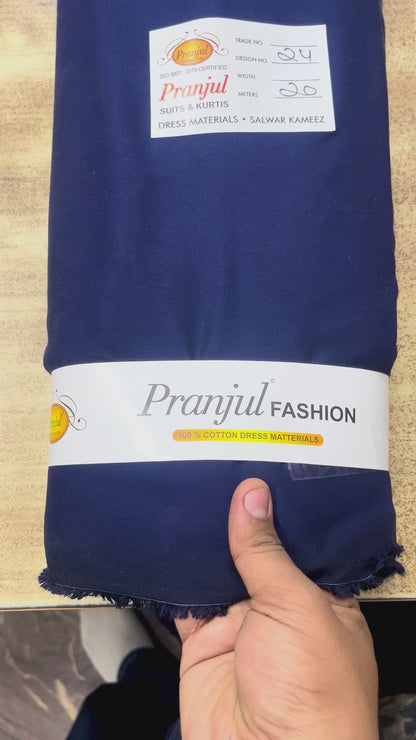Navy Blue Pranjul Rayon Cotton Fabric