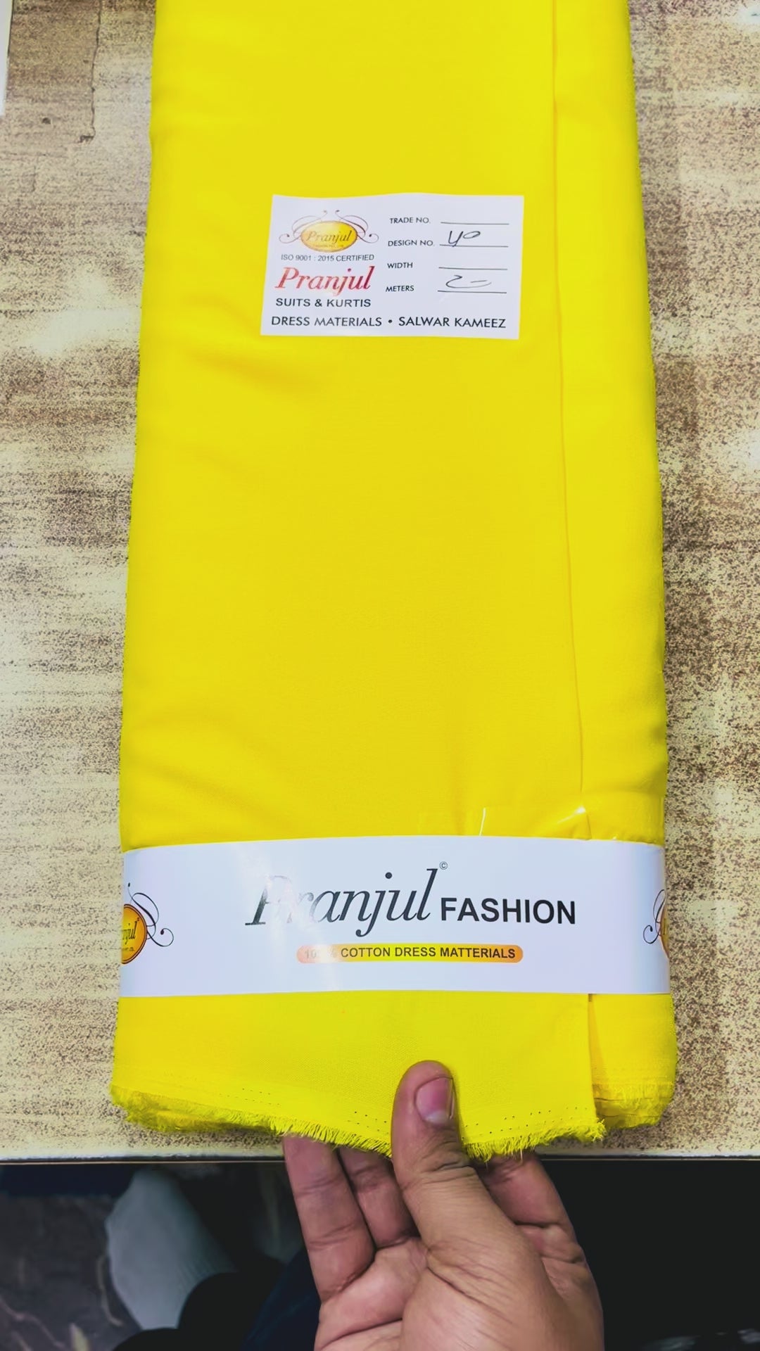 Lemon Yellow Pranjul Rayon Cotton Fabric