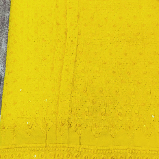 Rayon Big Width Sequence Chikankari Fabric
