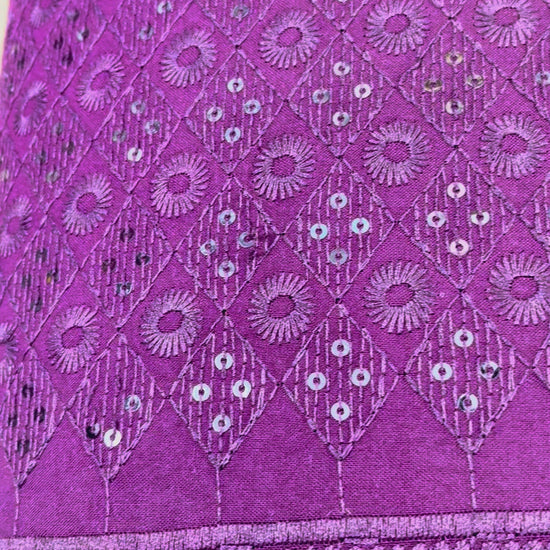 Rayon Big Width Sequence Chikankari Fabric