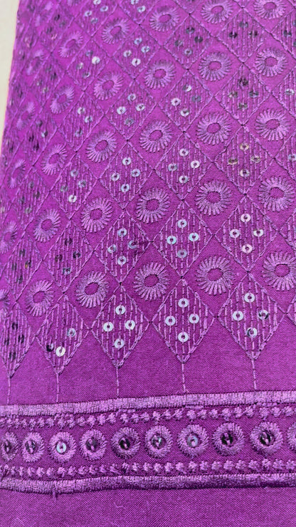 Rayon Big Width Sequence Chikankari Fabric