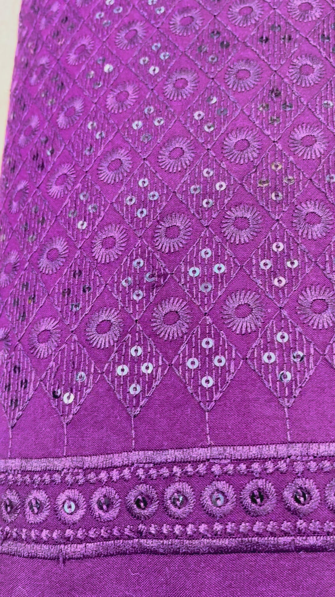 Rayon Big Width Sequence Chikankari Fabric