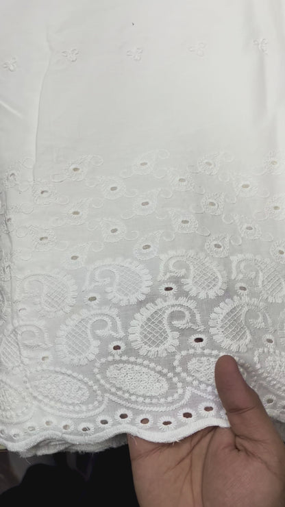  Pure Cotton Plazo Border Chikankari Fabric