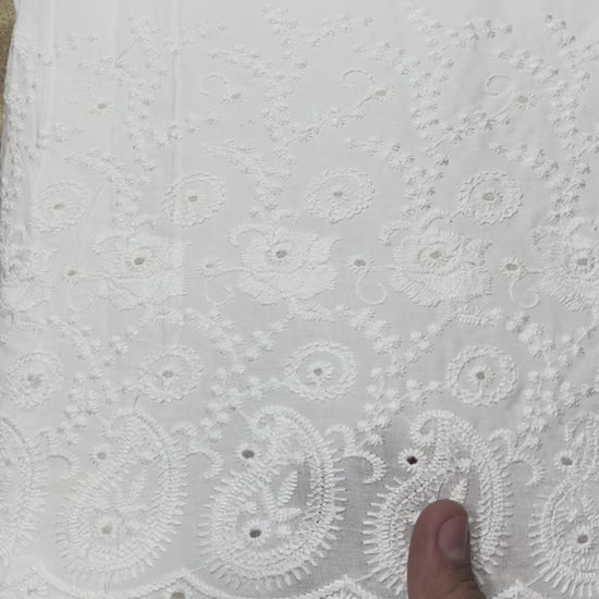 Pure Cotton Plazo Border Chikankari Fabric 