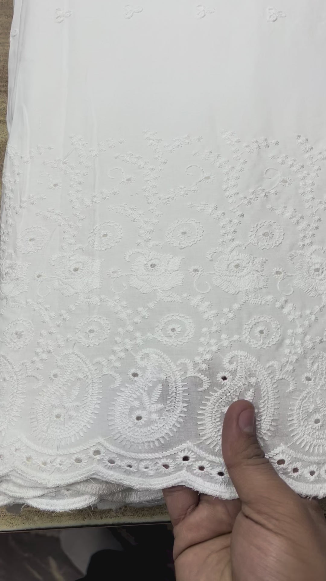 Pure Cotton Plazo Border Chikankari Fabric 