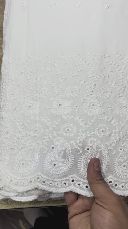 Pure Cotton Plazo Border Chikankari Fabric 