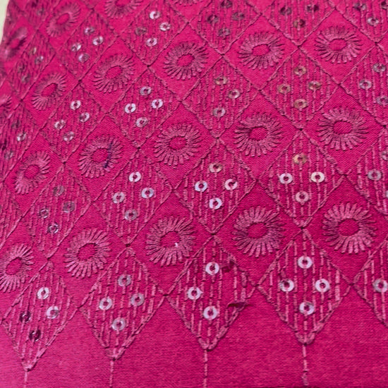 Rayon Big Width Sequence Chikankari Fabric