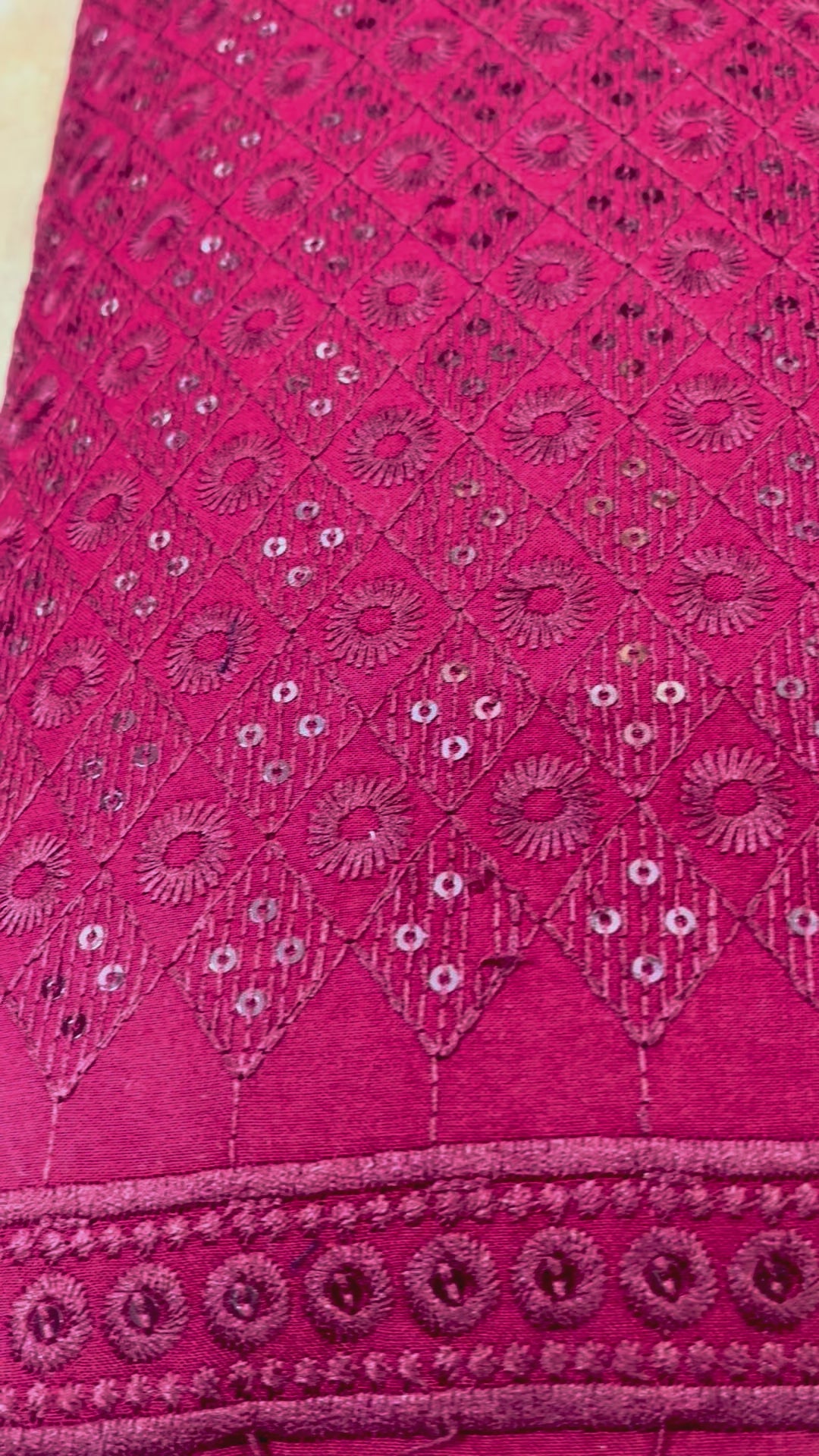 Rayon Big Width Sequence Chikankari Fabric