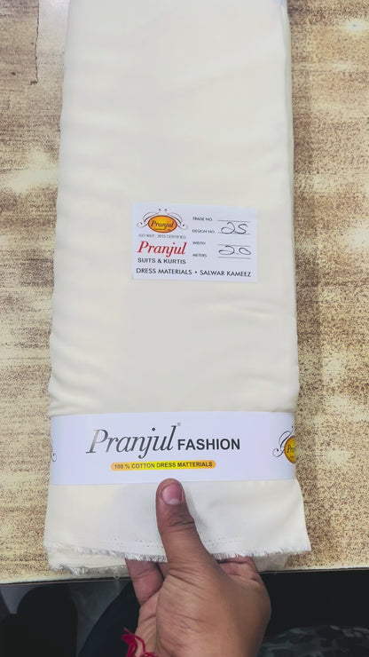 Off White Pranjul Rayon Cotton Fabric