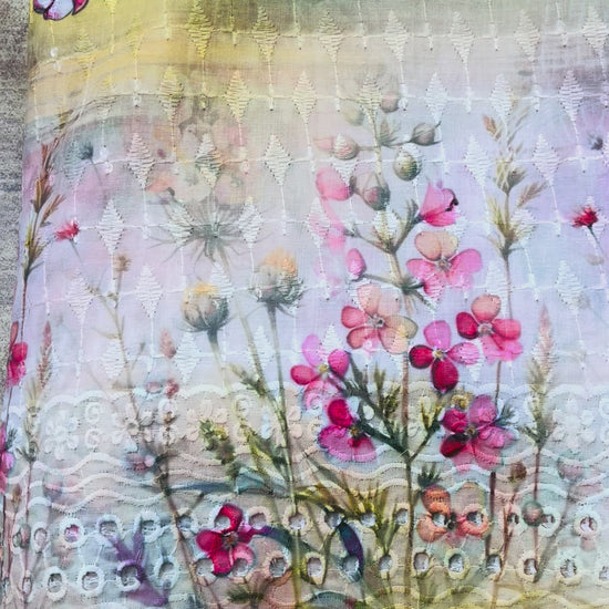 Poly Cotton Digital Chikankari Fabric